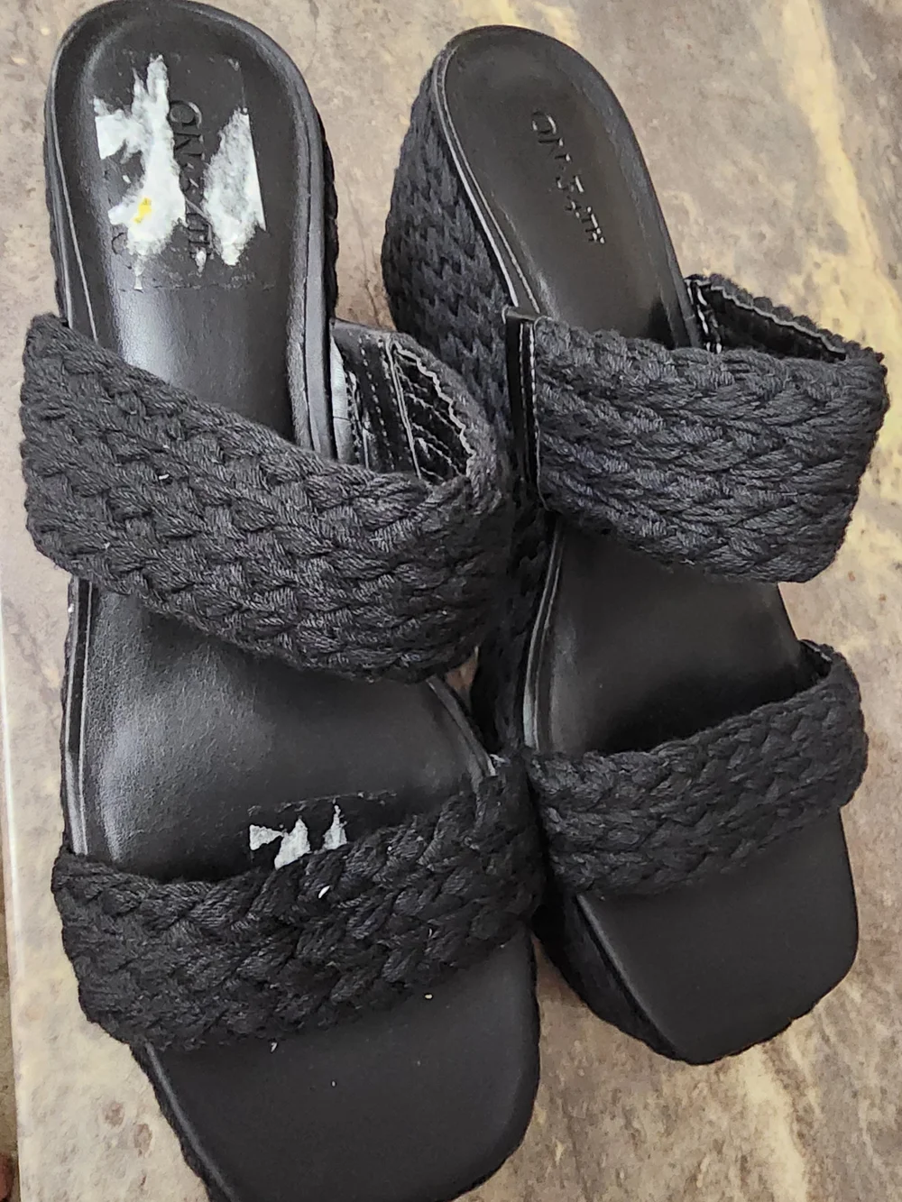 Black Woven Platform Sandals - 10M